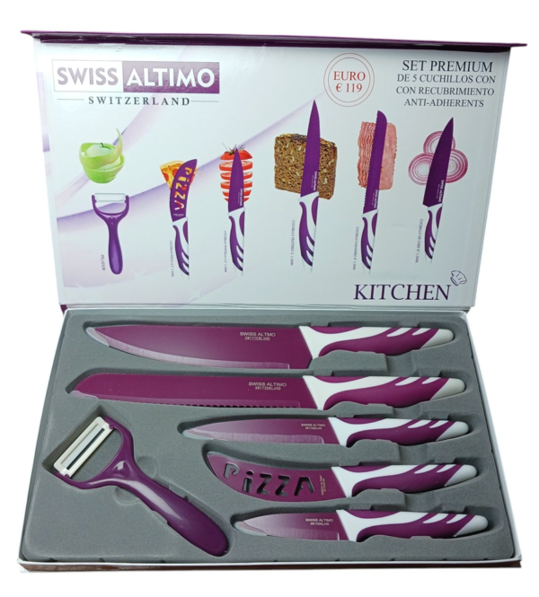 SET DE CUCHILLOS COLOR MORADO 5 PCS SA-2211KS - Imagen 2