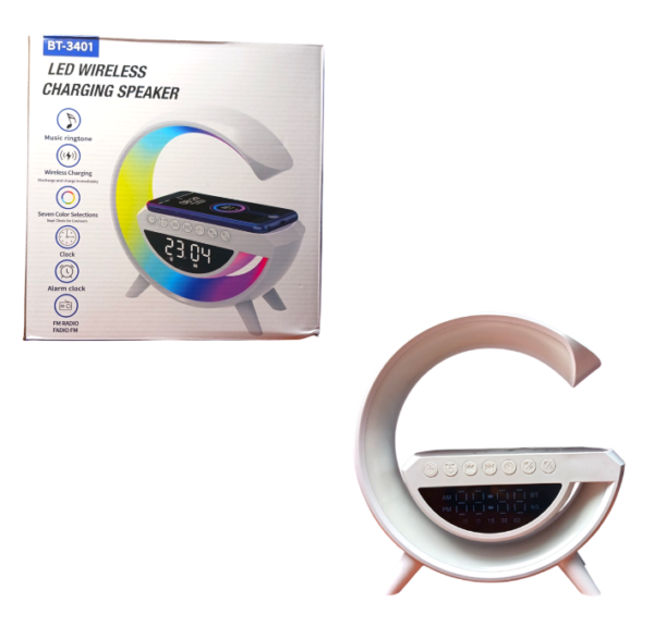 DESPERTADOR CARGADOR “G” BLUETOOTH POTENCIA DE 10 W BT-3401