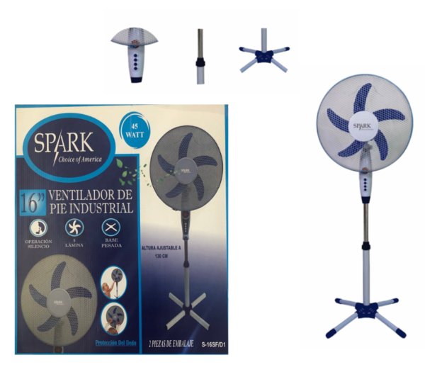 VENTILADOR 16" PIE DOBLE SPK S-16SF/D1