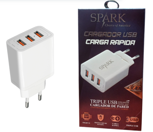 CARGADOR MÓVIL CON 3 PUERTOS USB S-114WC