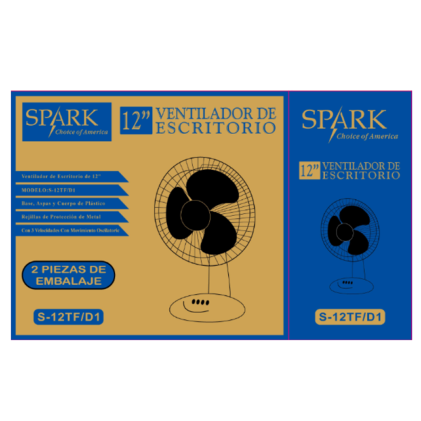 VENTILADOR DE SOBREMESA LIGERO DE 12" S-12TF/D1