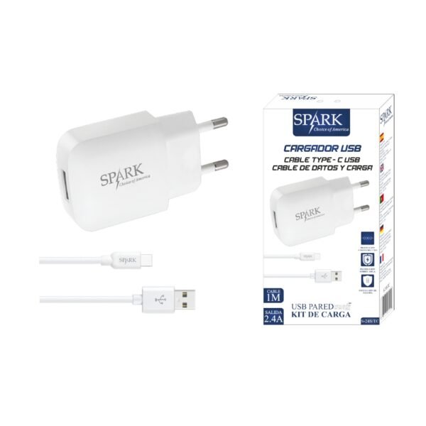 CARGADOR CON CABLE TIPO C Y TRANSFERENCIA DE DATOS – MOBILE CHARGER S-24S/TC