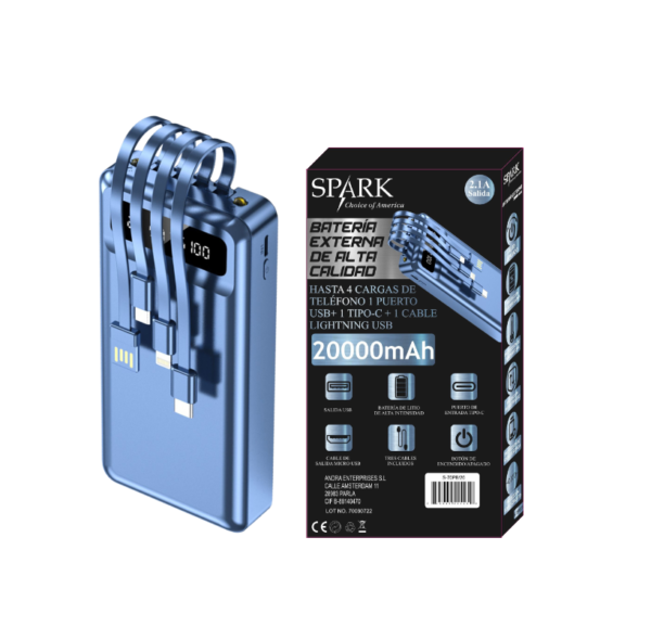 POWER BANK 20.000mAh 2.1A 4 SALIDAS S-70PB/20