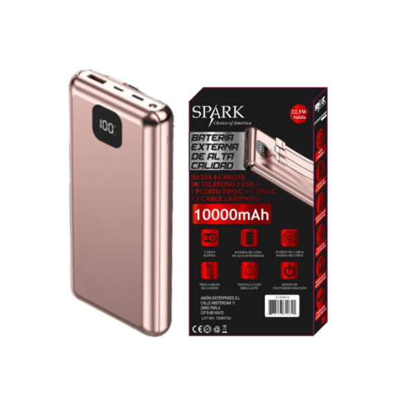 POWER BANK 10.000mAh 22.5 3 SALIDAS  S-72PB/10